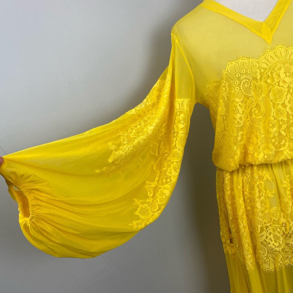 We Are HAH Royal HAHness Lemon Drop Lace Boho Long Sleeve Maxi Dress XS - Picture 8 of 10